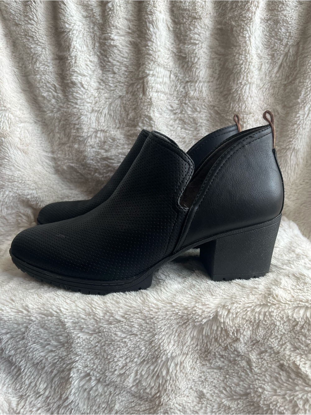 ❤️ Dr. Scholls Women Black Perforated Slip-On Heel bootie Shoes Size  7